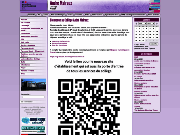 Bienvenue au clgmazan.acaixmarseille.fr page  Collège André Malraux