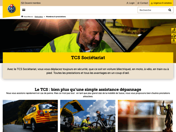 Bienvenue au depannage.tcs.ch page - Les prestations du sociétariat TCS -  TCS Suisse.
