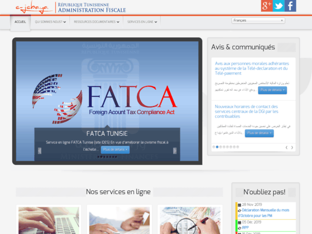 Bienvenue Au Impots.finances.gov.tn Page - L'Administration Fiscale Du ...