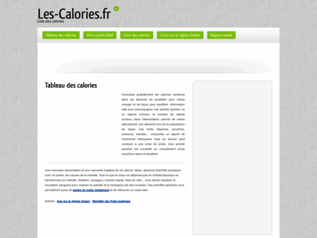 Bienvenue Au Les Calories Fr Page Liste Des Calories Dans Les Aliments Tableau Valeur Energetique