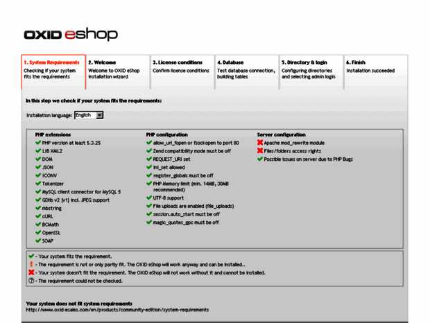 Bienvenue au mynet.net page - OXID eShop installation wizard - System ...