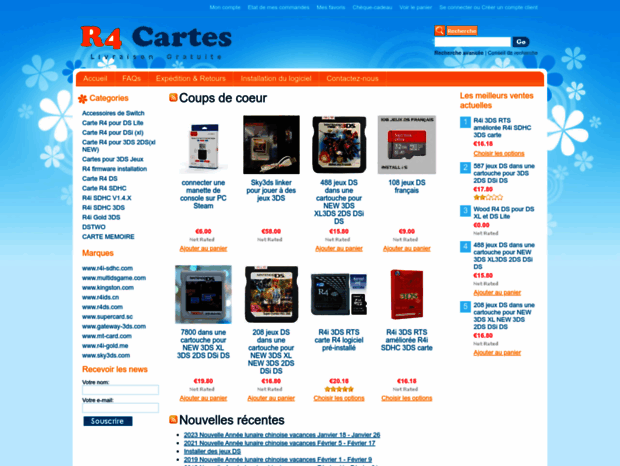 Bienvenue au r4cartouche.com page - Carte R4, R4 3DS, R4 DSi, R4 DS, Jeux DS
