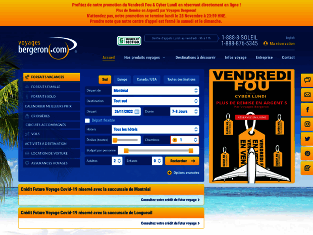 Bienvenue Au Voyagesbergeron.com Page - Voyages Bergeron #1 Des Agences ...