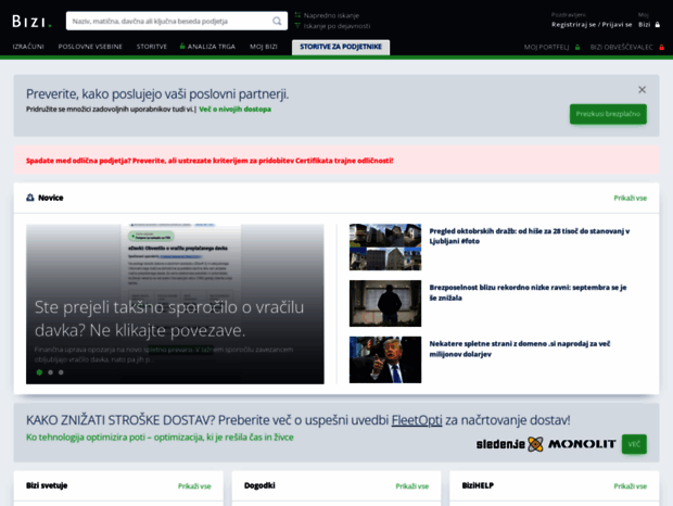 Bienvenue au bizi.si page - Poslovni asistent Bizi.