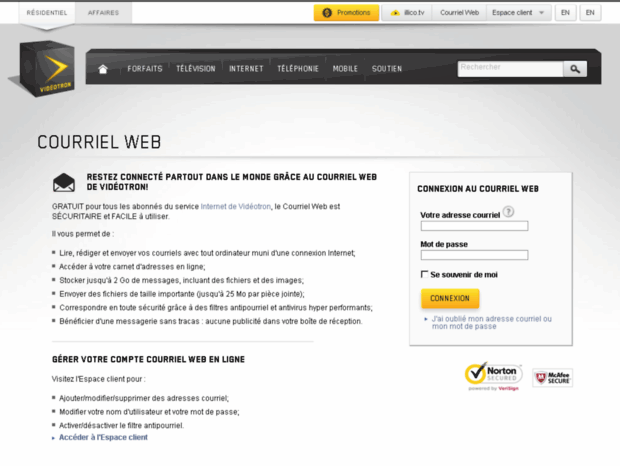 Bienvenue au courrielweb.videotron.com page - Oracle Access Manager ...