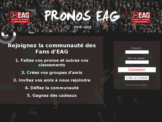 Bienvenue au eag.fr page - Pronostics En Avant de GUINGAMP saison 2017.