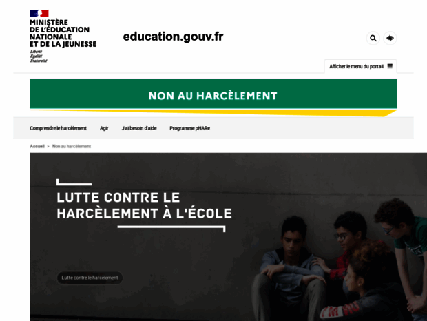 Bienvenue au nonauharcelement.education.gouv.fr page - Le harcèlement ...